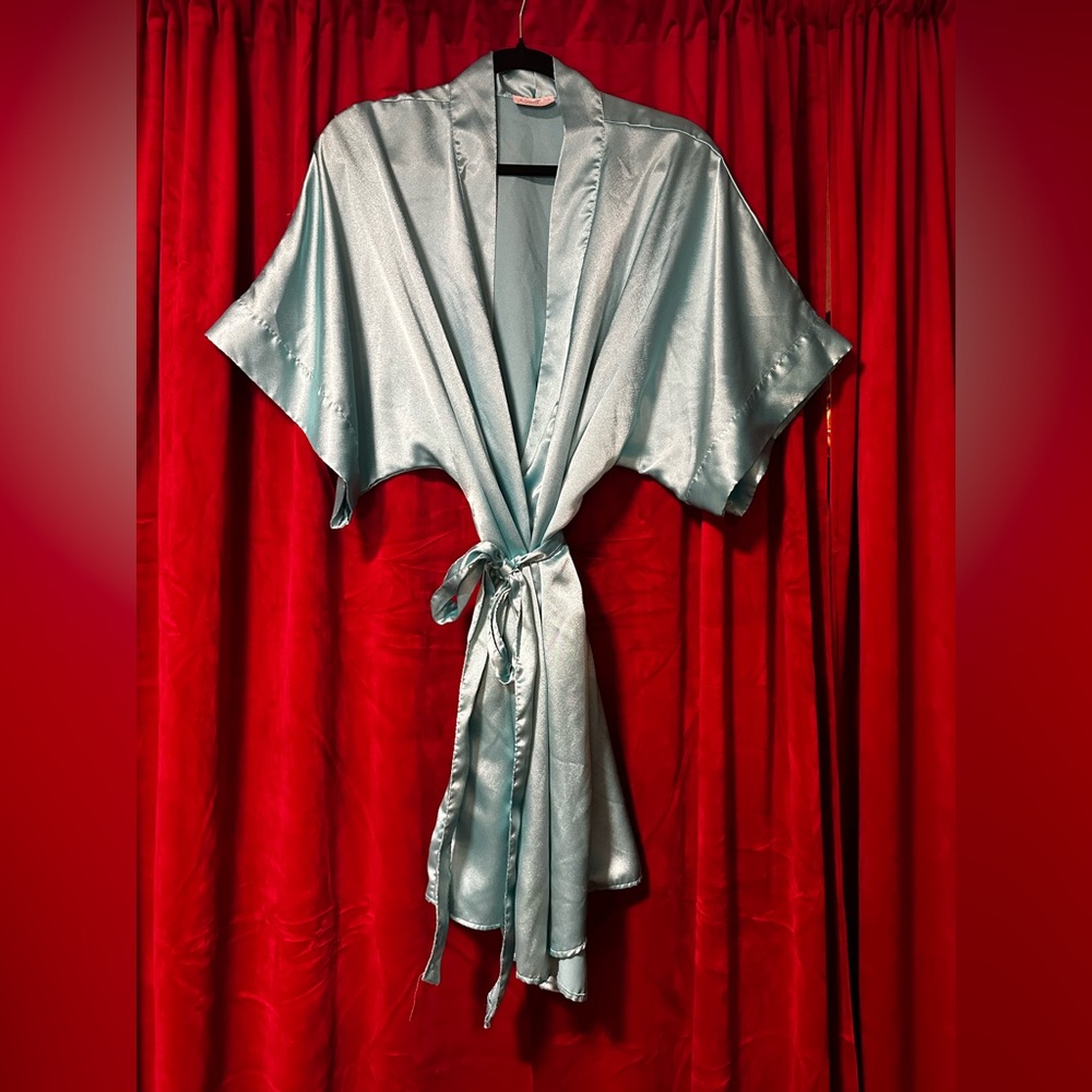 Elegant Satin Robe Blue